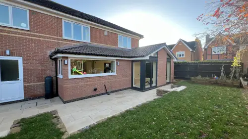 Click Here To Enlarge This Photo Of Open-Plan Kitchen Extension & Garden Landscaping in Nottingham